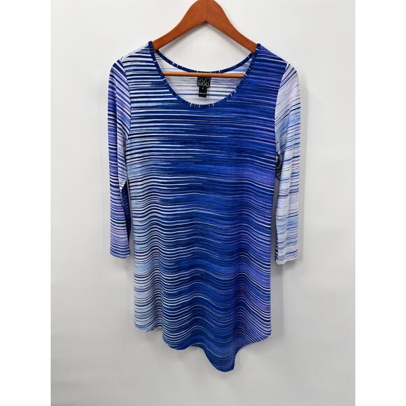 CLARA SUNWOO Asymmetrical 3/4 Sleeve Blouse Shirt in Blue // S - Picture 1 of 7